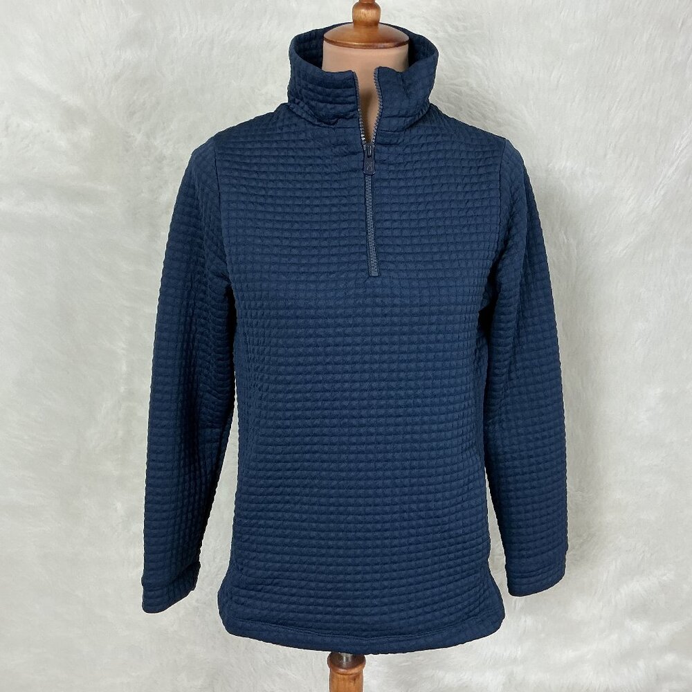 Dudley Stephens Navy Blue Waffle Long Sleeve Quarter Zip  Sweater XS